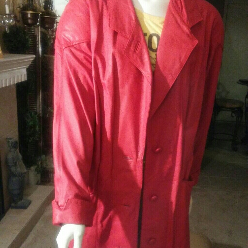 red leather coat